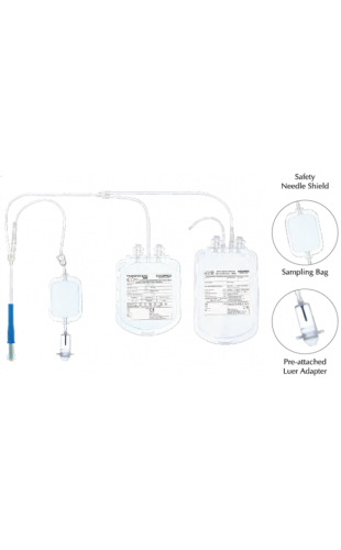 Container for collecting and storing blood, two-chamber: 350/300 ml, 450/300 ml, Polymed